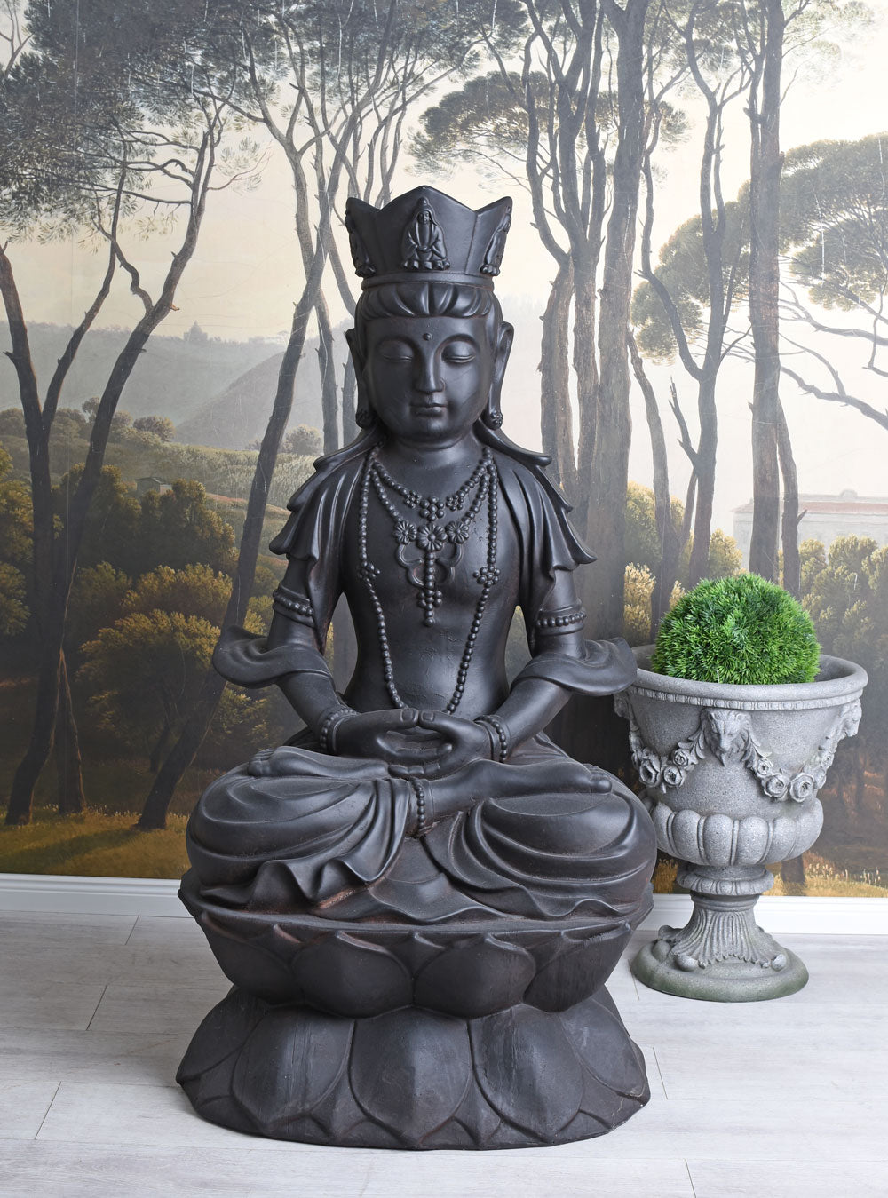 XXL BUDDHA FIGUR SCHWARZ 120CM GARTENFIGUR SKULPTUR