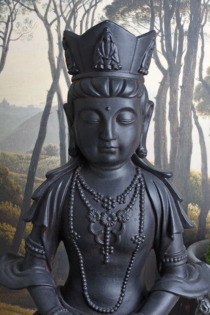 XXL BUDDHA FIGUR SCHWARZ 120CM GARTENFIGUR SKULPTUR