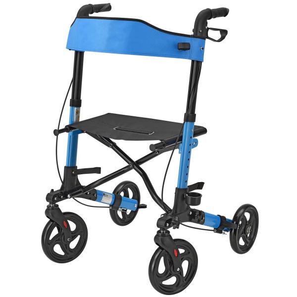 Aluminium Rollator Vital klappbar mit Sitzfläche & Einkaufstasche in petrol