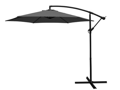 Ampelschirm Aluminium 300cm, grau, mit Kurbel, ohne Volants