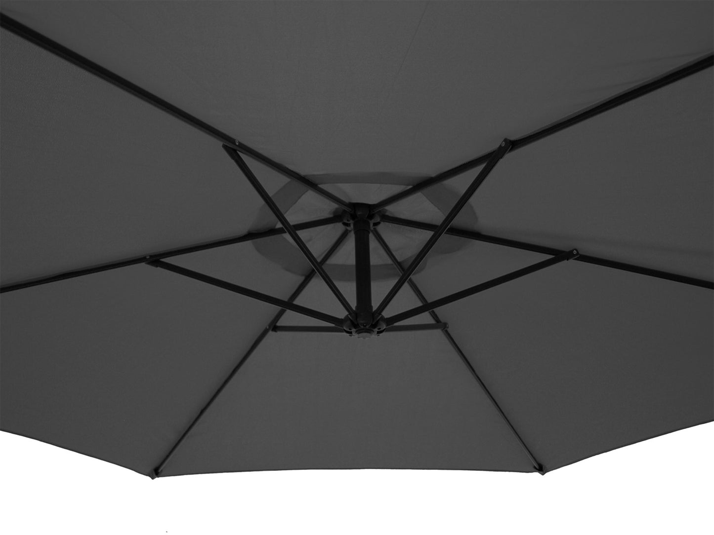 Ampelschirm Aluminium 300cm, grau, mit Kurbel, ohne Volants