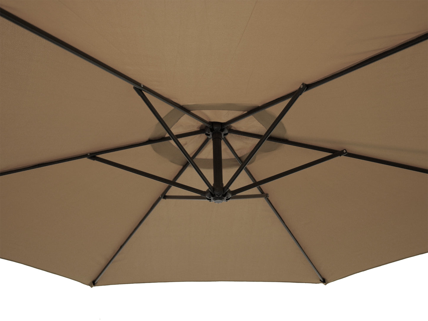 Ampelschirm Aluminium 300cm, taupefarben, mit Kurbel, ohne Volants