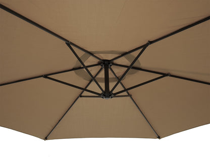 Ampelschirm Aluminium 300cm, taupefarben, mit Kurbel, ohne Volants