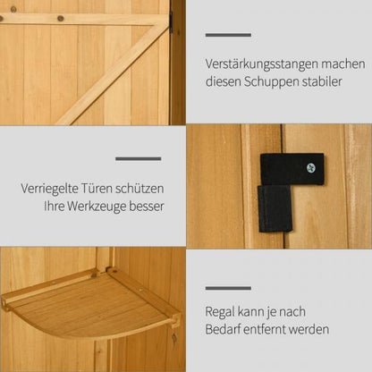 Gartenschrank Gerätehaus Geräteschuppen mit Fachböden Asphaltdach Fenster Holz Gelb+Grün - Palo24