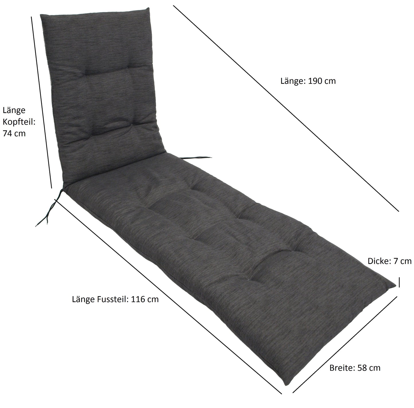 Cuscino ARIZONA per sdraio da giardino, antracite