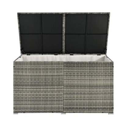 Polyrattan Auflagenbox Ikaria grau mit Deckel 950 Liter