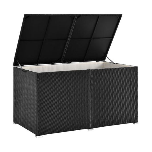 Polyrattan Auflagenbox Ikaria schwarz mit Deckel 950 Liter