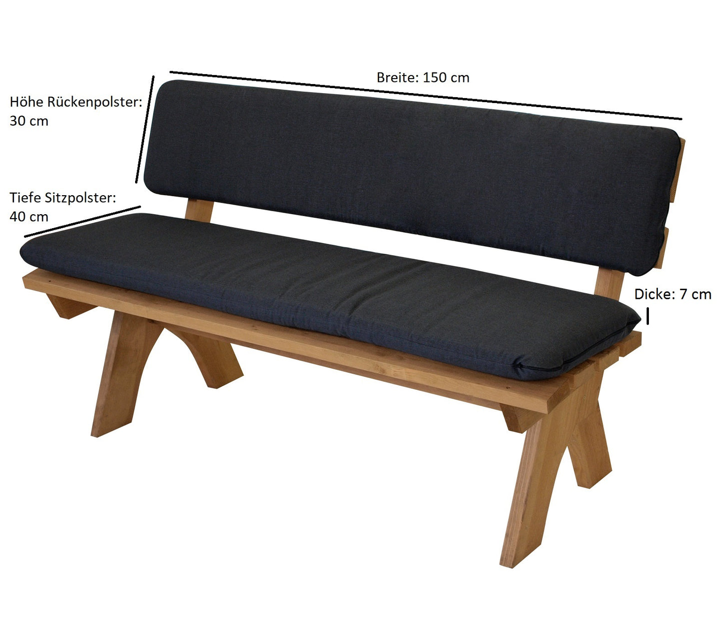 Set cuscini ARIZONA per panca 3 posti, antracite, 2 pezzi