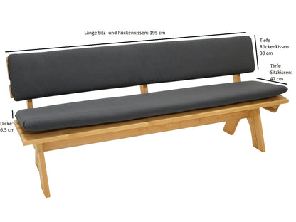 Jeu de coussins ARIZONA pour banquette 4 places, anthracite, 2 pièces