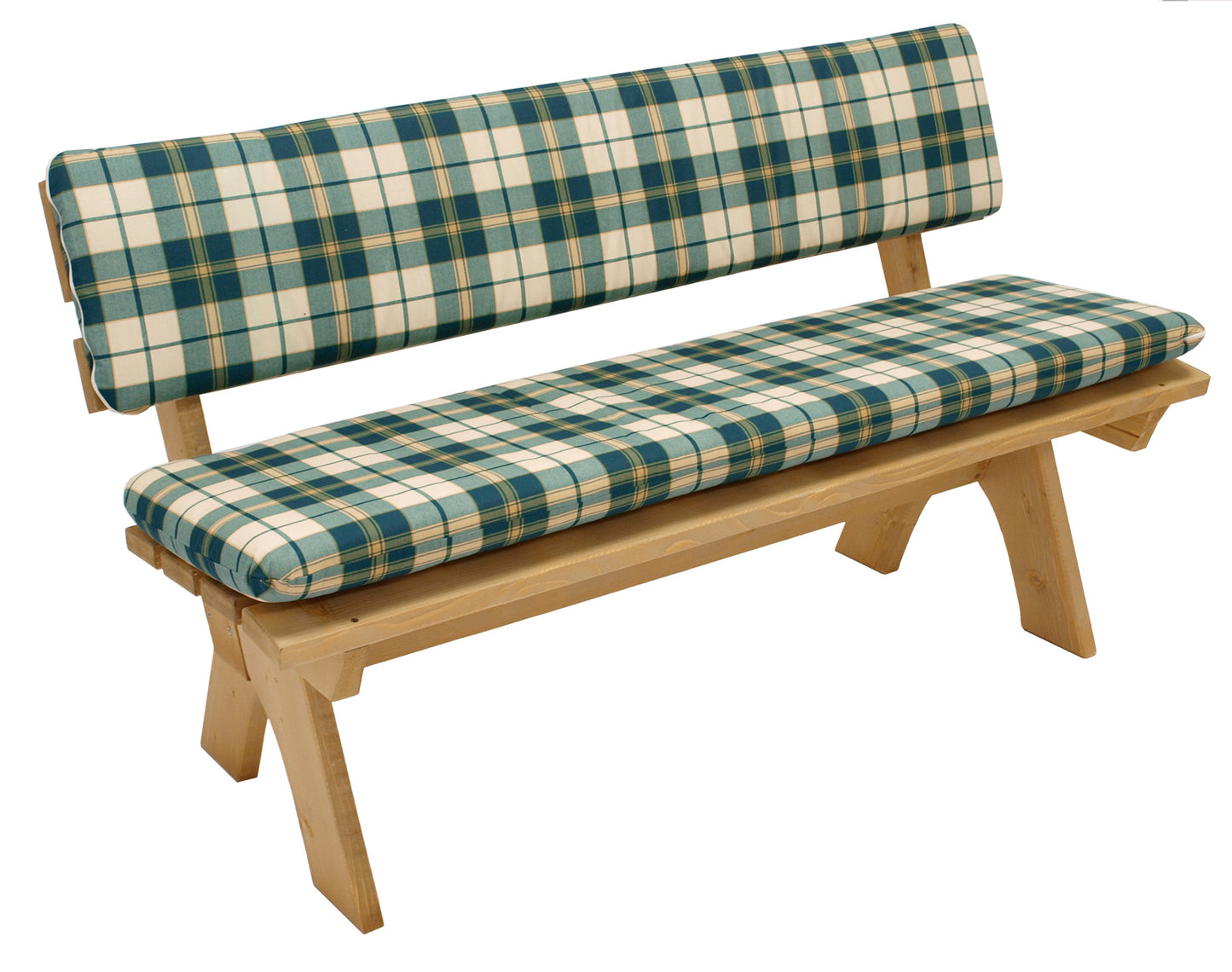 Jeu de coussins BOSTON pour banquette 3 places 150 cm, à carreaux vert/beige, 2 pièces