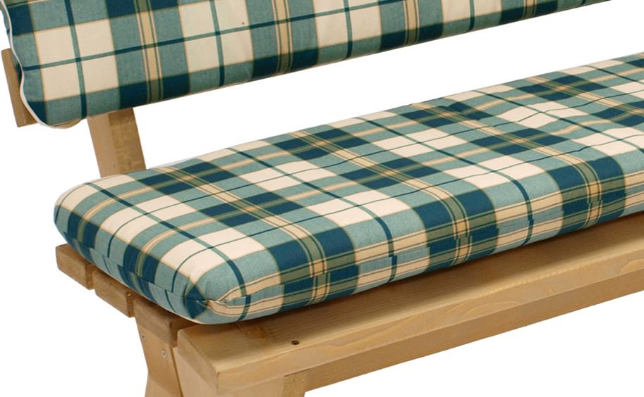 Jeu de coussins BOSTON pour banquette 3 places 150 cm, à carreaux vert/beige, 2 pièces