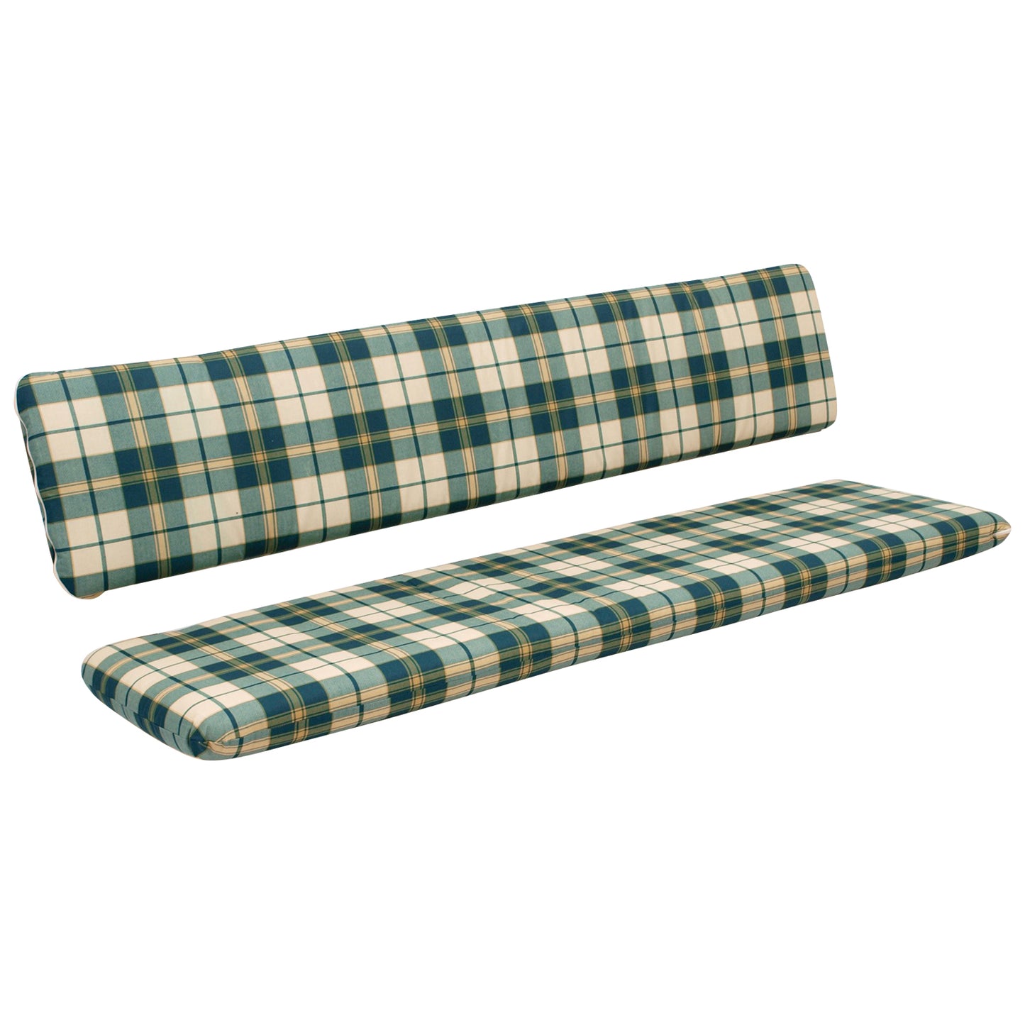 Jeu de coussins BOSTON pour banquette 3 places 150 cm, à carreaux vert/beige, 2 pièces