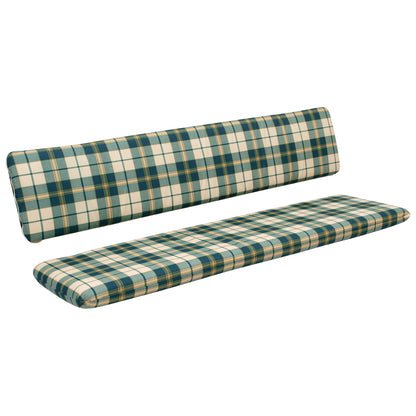 Jeu de coussins BOSTON pour banquette 3 places 150 cm, à carreaux vert/beige, 2 pièces