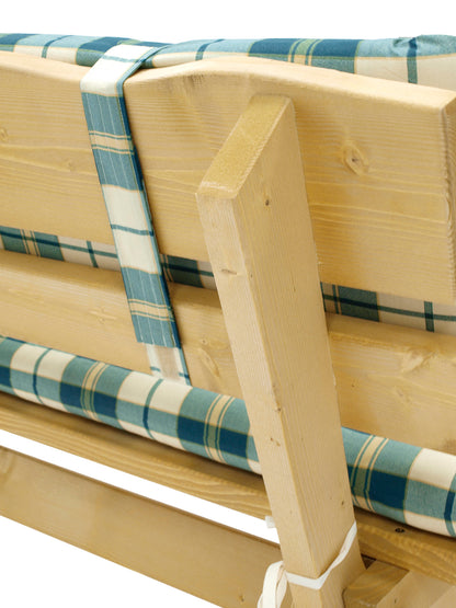 Jeu de coussins BOSTON pour banquette 4 places 200 cm, à carreaux vert/beige, 2 pièces