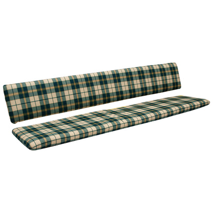 Jeu de coussins BOSTON pour banquette 4 places 200 cm, à carreaux vert/beige, 2 pièces