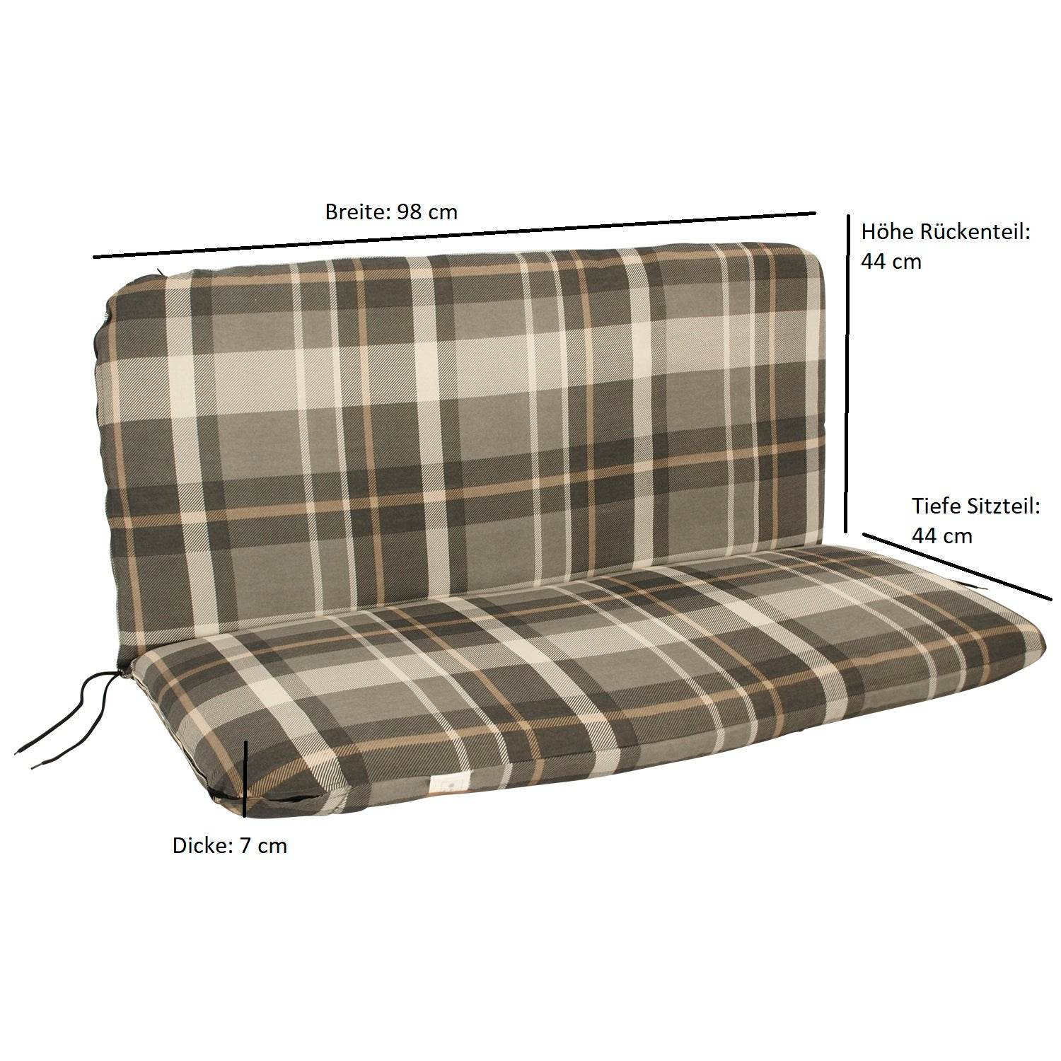 Auflage SEATTLE grau/beige 2-sitzer Bank - Palo24