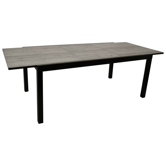 Ausziehtisch FARO 180/240x100cm, Aluminium anthrazit + Glas in Keramikoptik hellgrau