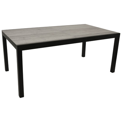 Tavolo allungabile FARO 180/240x100cm, alluminio antracite + vetro effetto ceramica grigio chiaro