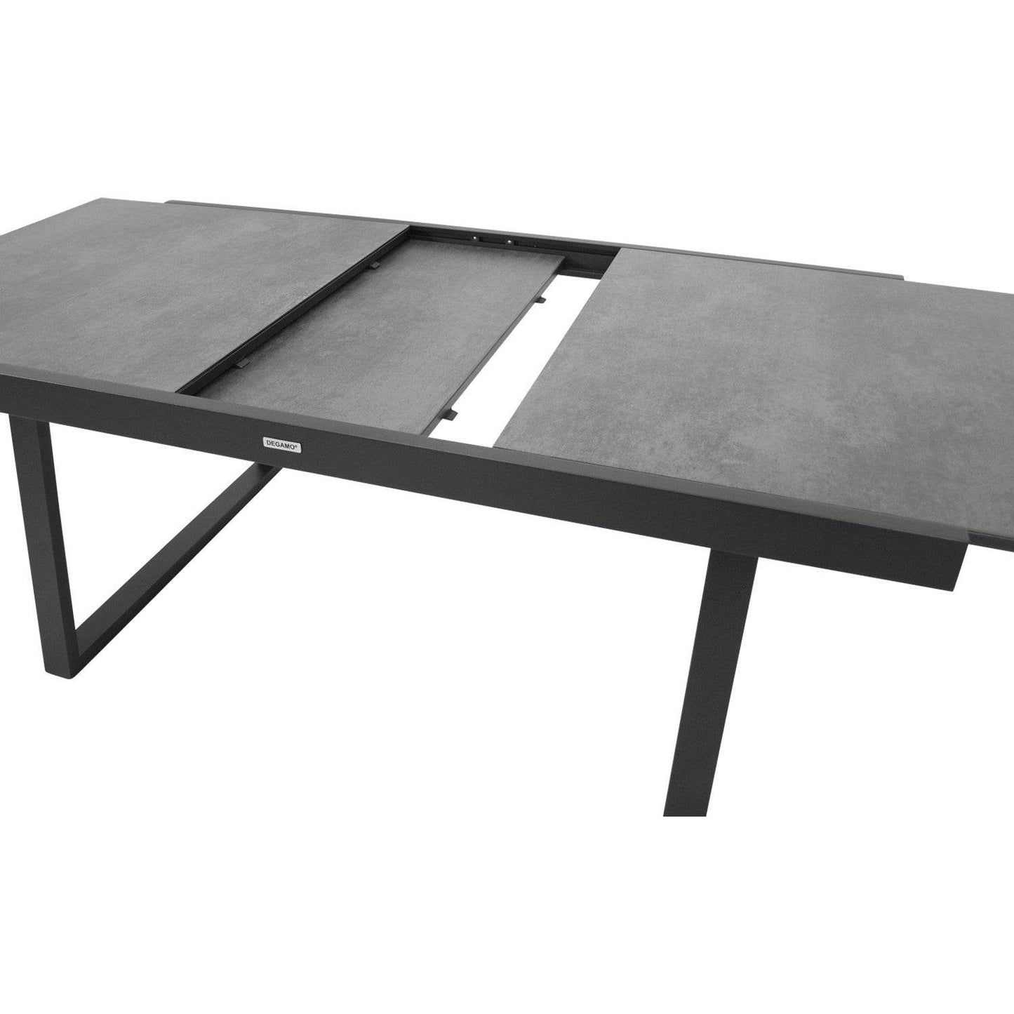Ausziehtisch REIMS 180/240x100cm, Aluminium anthrazit + Glas in Keramikoptik dunkelgrau - Palo24