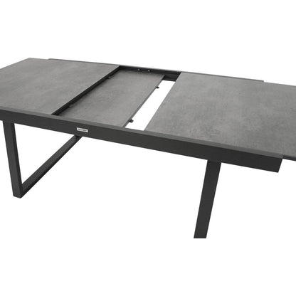 Ausziehtisch REIMS 180/240x100cm, Aluminium anthrazit + Glas in Keramikoptik dunkelgrau - Palo24