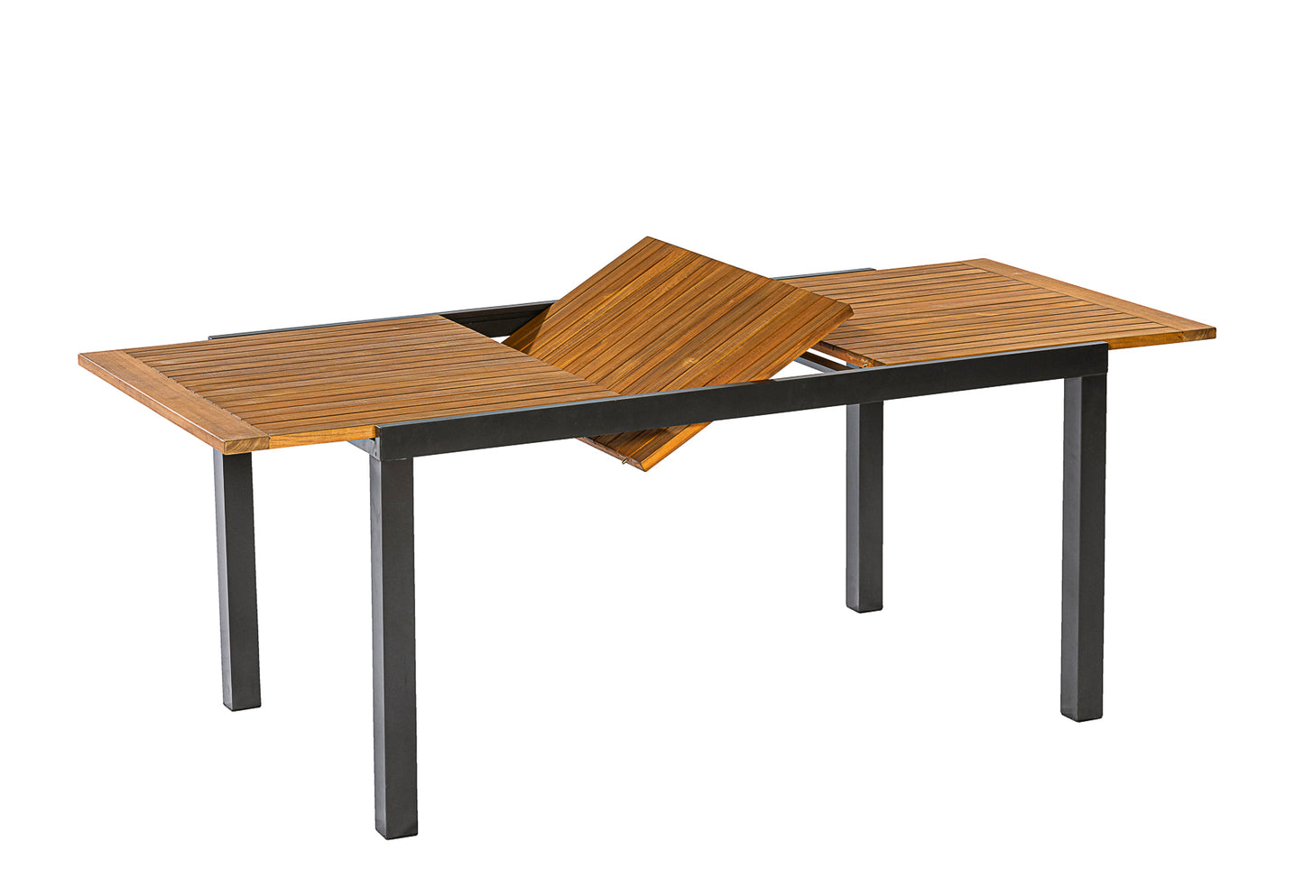 Tavolo allungabile TILOS 150/200x90cm, alluminio antracite acacia oliata, certificato FSC®