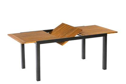 Tavolo allungabile TILOS 150/200x90cm, alluminio antracite acacia oliata, certificato FSC®