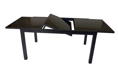 Ausziehtisch TORINO 150/210x90cm, Aluminium + Glas schwarz