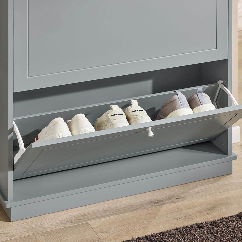 Schuhkipper | Schuhschrank mit 2 Klappen | Schuhkommode Hellgrau - Palo24