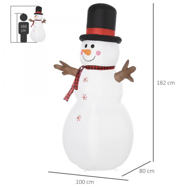 Bonhomme de neige gonflable de Noël 100cm x 80cm x 182cm