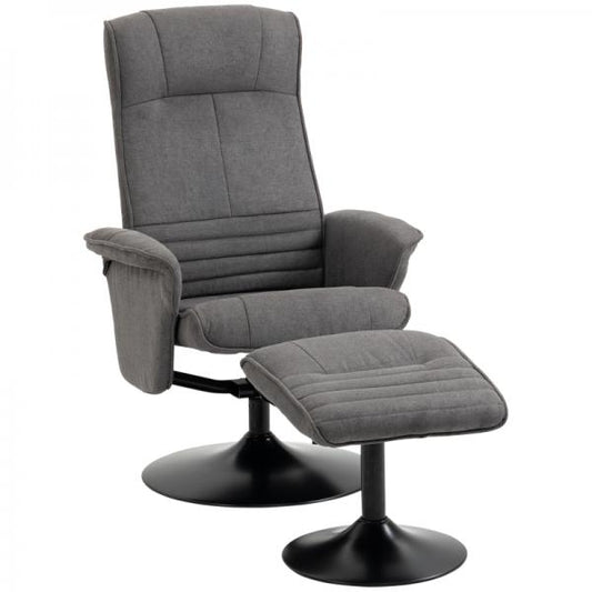 Fauteuil de relaxation avec repose-pieds dossier réglable mousse gris foncé