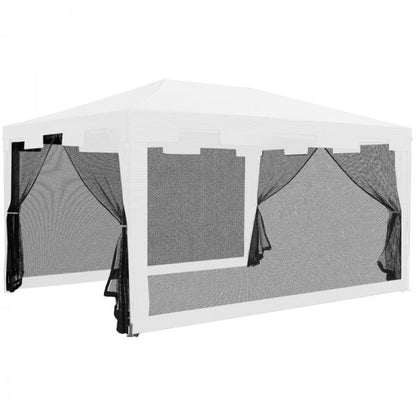 Pavillon Partyzelt Gartenpavillon Gartenzelt Festzelt mit Seitenwänden Metall PE Weiss + Schwarz 4 x 3 m