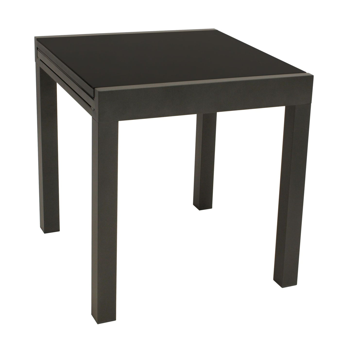 Table à rallonge de balcon ELBA 70/140x70cm, aluminium anthracite + verre noir