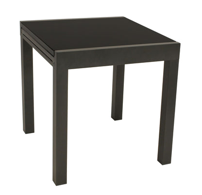 Table à rallonge de balcon ELBA 70/140x70cm, aluminium anthracite + verre noir