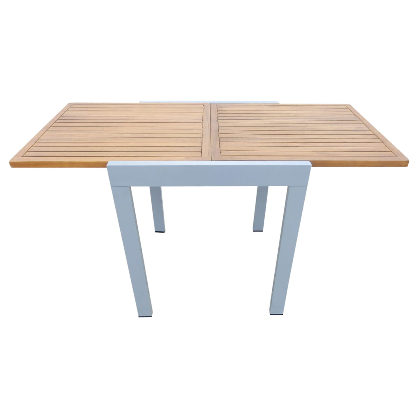 Tavolo estensibile da balcone 65/130x65cm, alluminio + acacia oliato