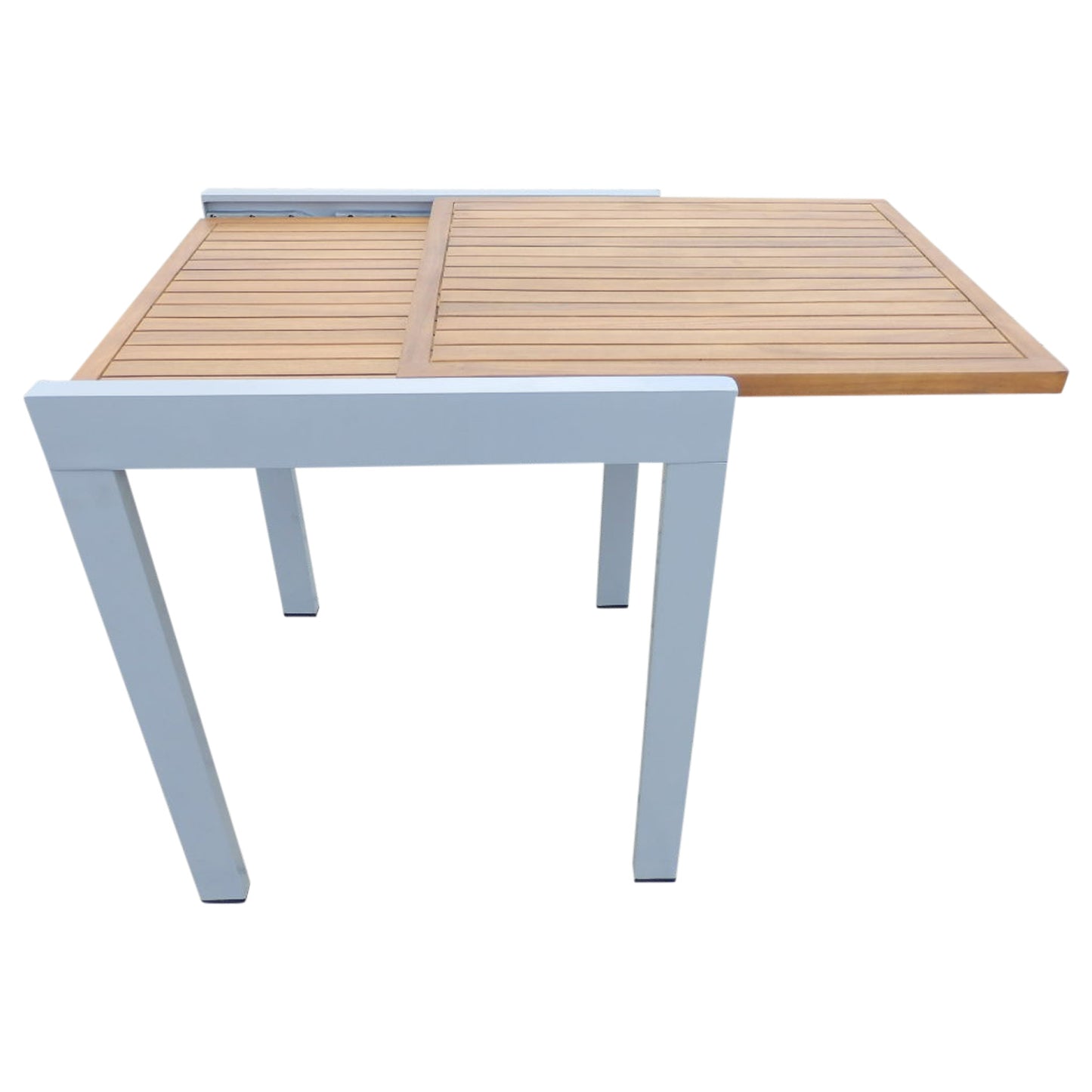 Tavolo estensibile da balcone 65/130x65cm, alluminio + acacia oliato