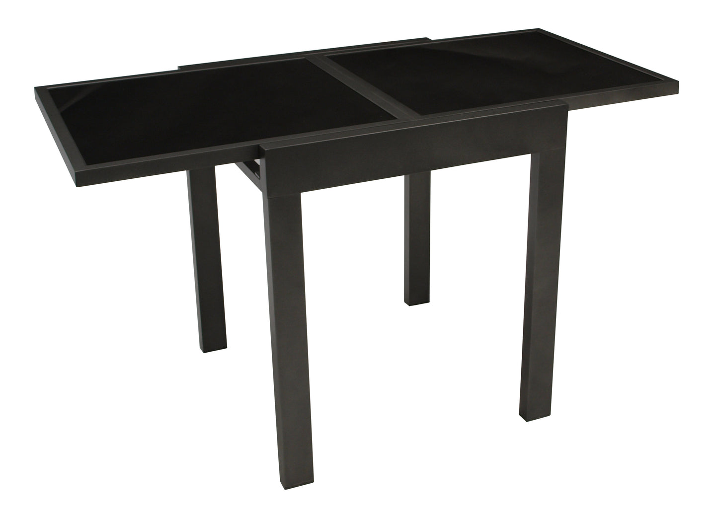 Table de balcon extensible TORINO 65/130x65cm, aluminium anthracite + verre noir