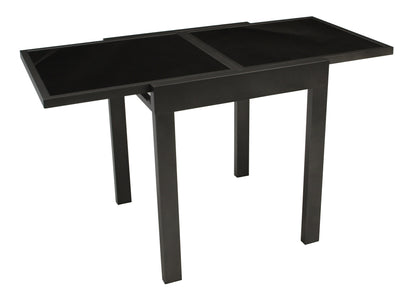 Table de balcon extensible TORINO 65/130x65cm, aluminium anthracite + verre noir