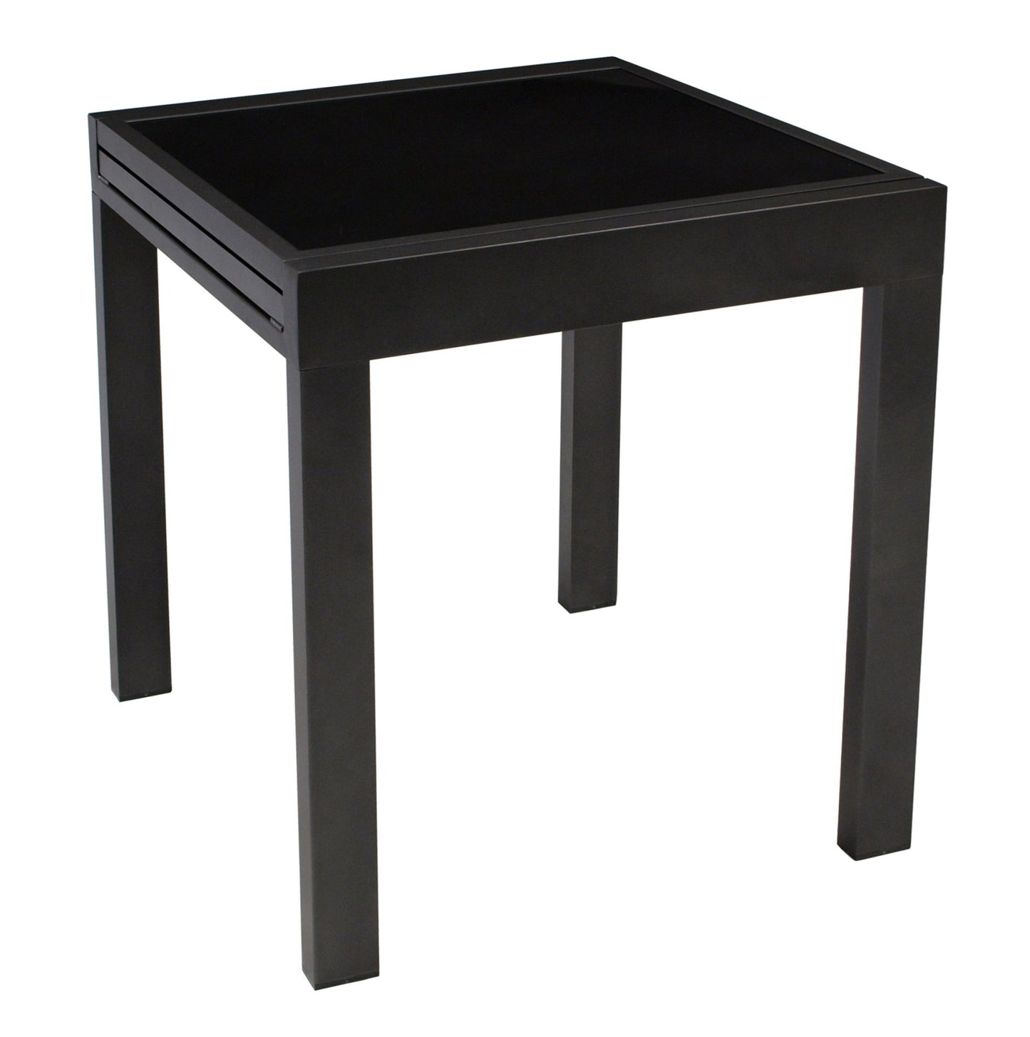 Table de balcon extensible TORINO 65/130x65cm, aluminium anthracite + verre noir