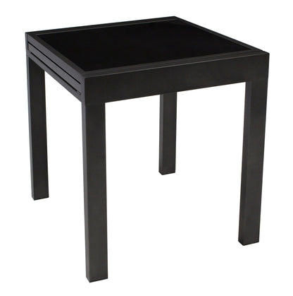 Table de balcon extensible TORINO 65/130x65cm, aluminium anthracite + verre noir
