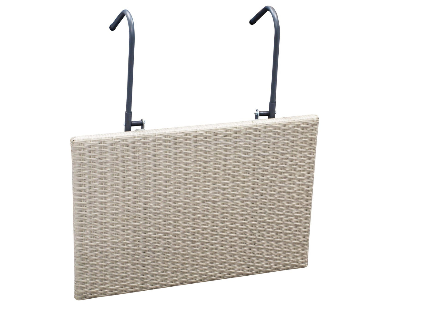 Balkonhängetisch 60x40cm, Metall + Polyrattan grau