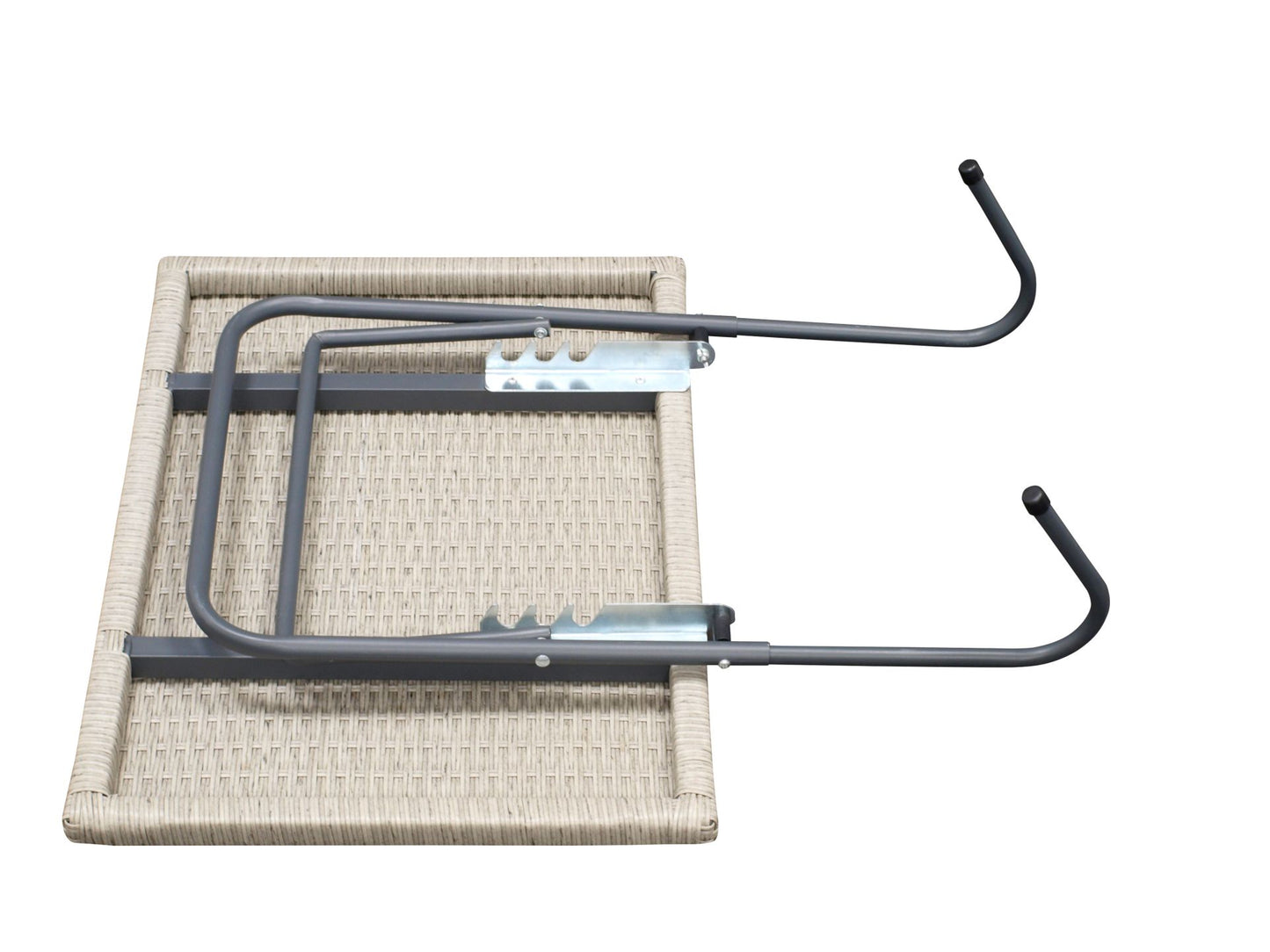 Balkonhängetisch 60x40cm, Metall + Polyrattan grau