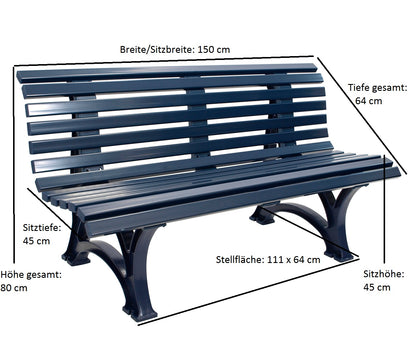 Gartenbank HELGOLAND 3-sitzer, Kunststoff blau
