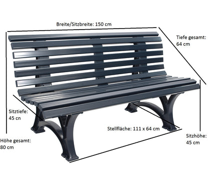 Panca da giardino HELGOLAND 3 posti, plastica grigio grafite