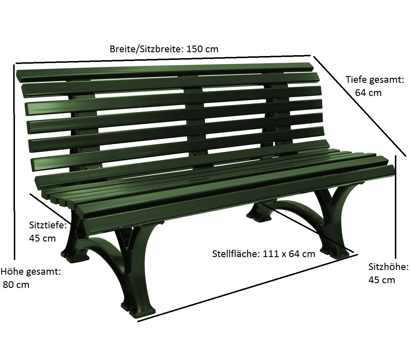 Gartenbank HELGOLAND 3-sitzer, Kunststoff grün