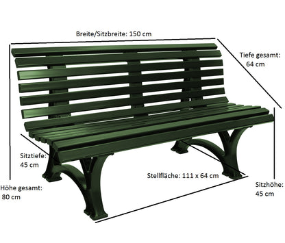 Gartenbank HELGOLAND 3-sitzer, Kunststoff grün