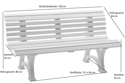 Gartenbank HELGOLAND 3-sitzer, Kunststoff weiss