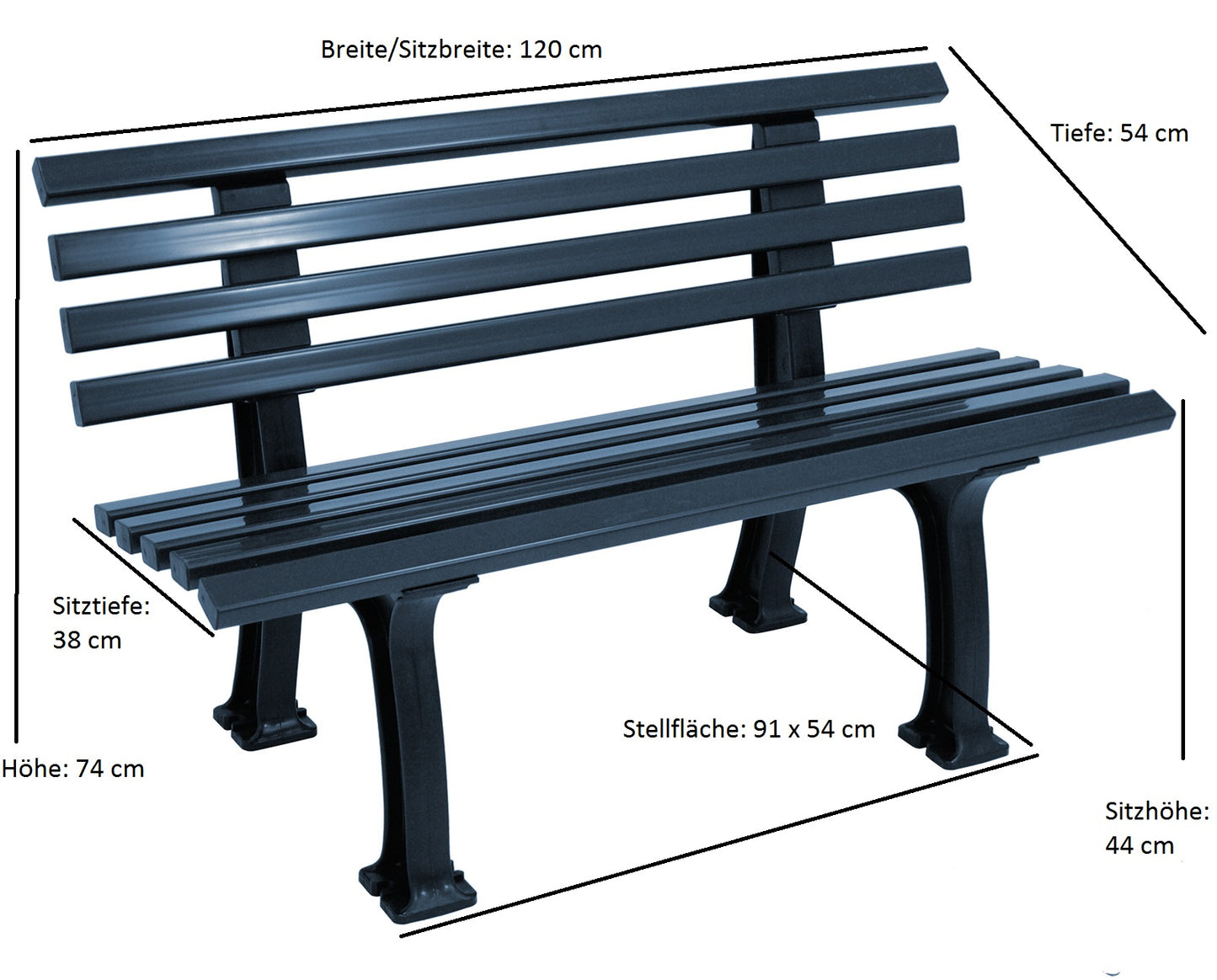 Panca IBIZA 2 posti, plastica blu