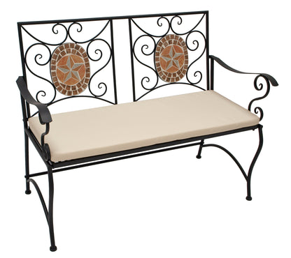 Bank LUCCA 2-sitzer, Eisen schwarz mit Mosaikeinlagen terracottafarben und Polster