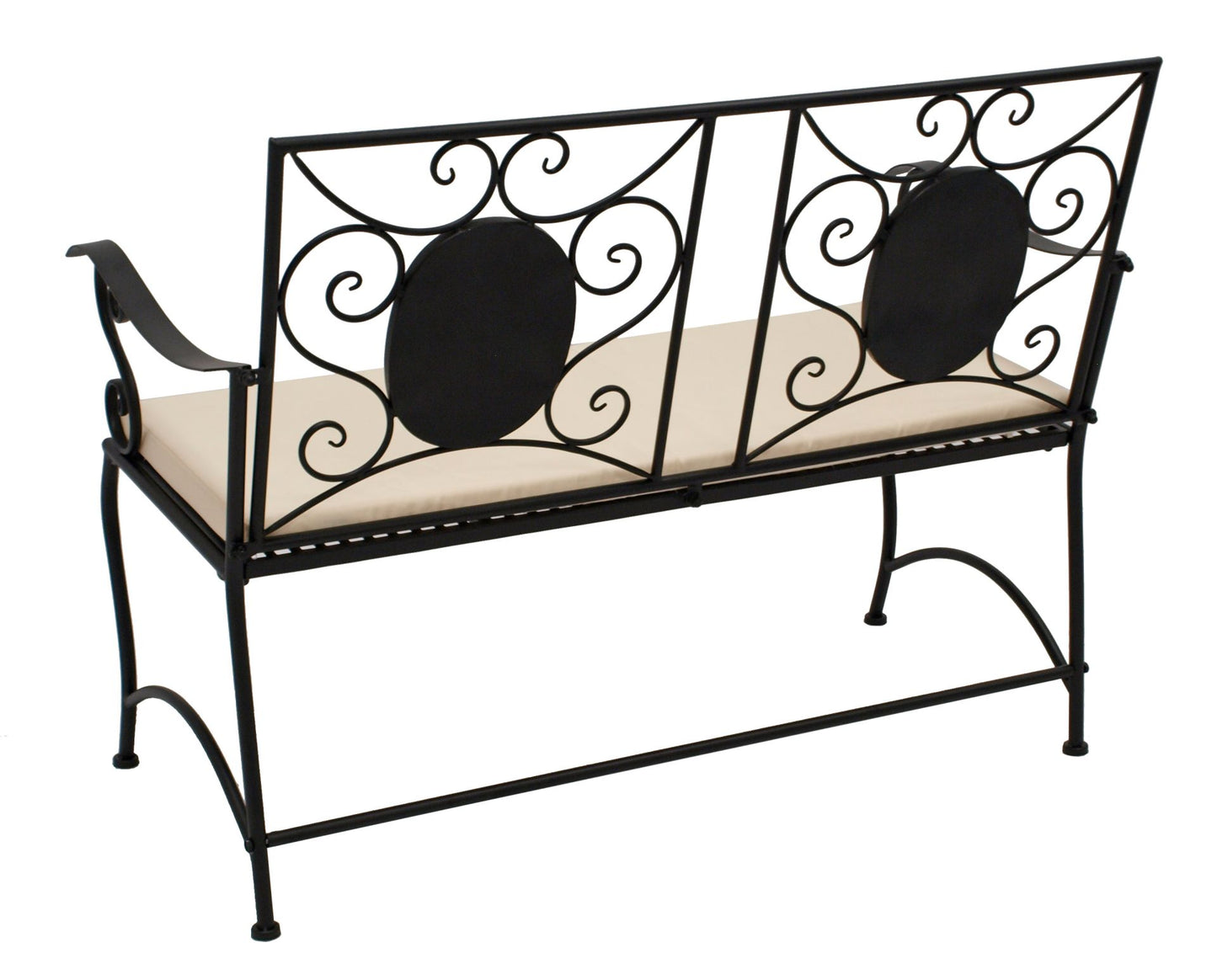 Bank LUCCA 2-sitzer, Eisen schwarz mit Mosaikeinlagen terracottafarben und Polster