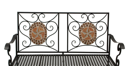 Bank LUCCA 2-sitzer, Eisen schwarz mit Mosaikeinlagen terracottafarben und Polster